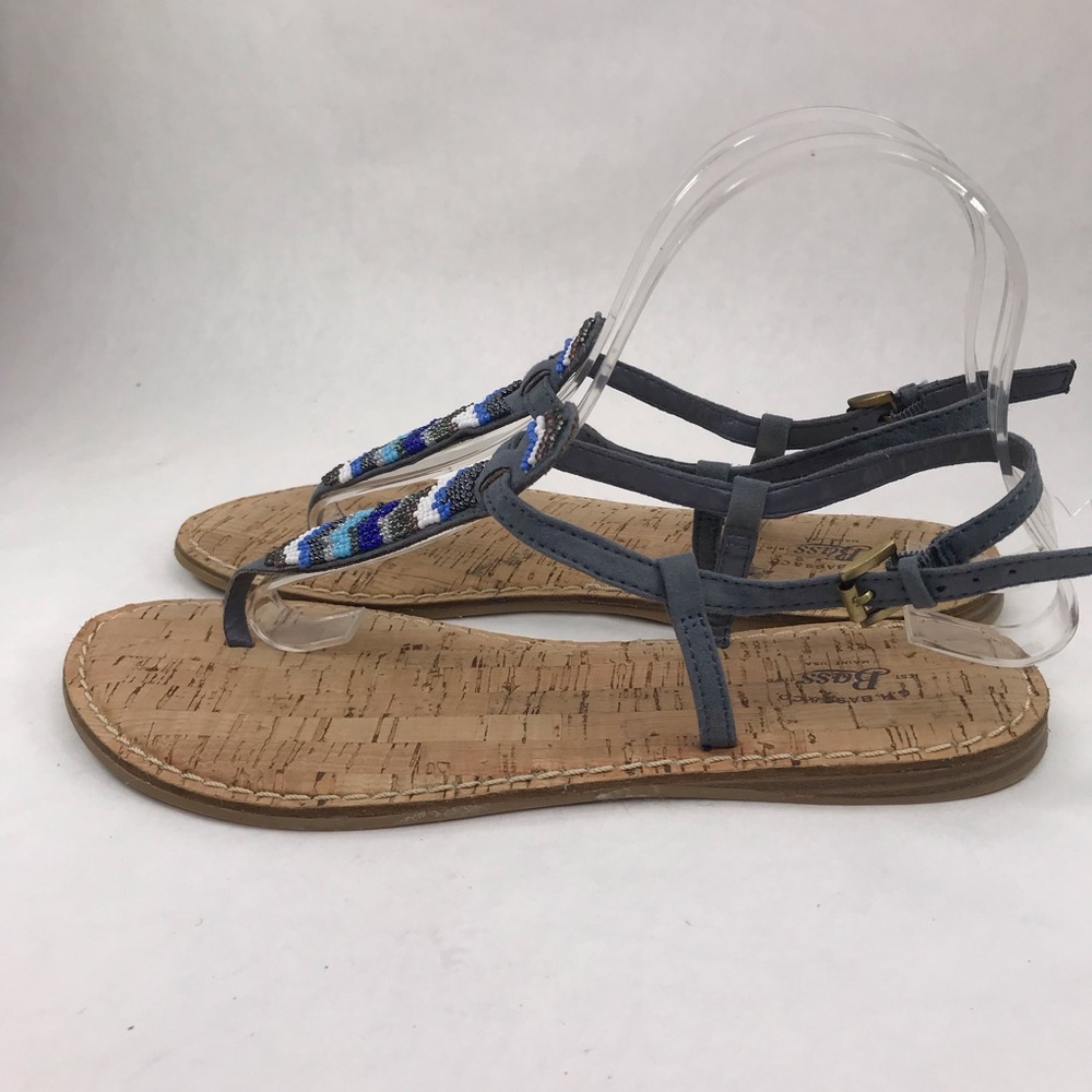 GH Bass Womens Size 8 Gia Beaded Thong T Straps Cork Sandal Shoe - Picture 4 of 9